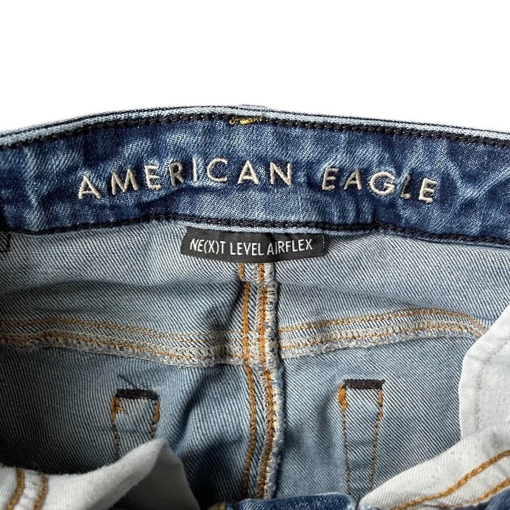 American Eagle Next Level Airflex Distressed Mid- Rise‎  Skinny Jean Size: 28x30